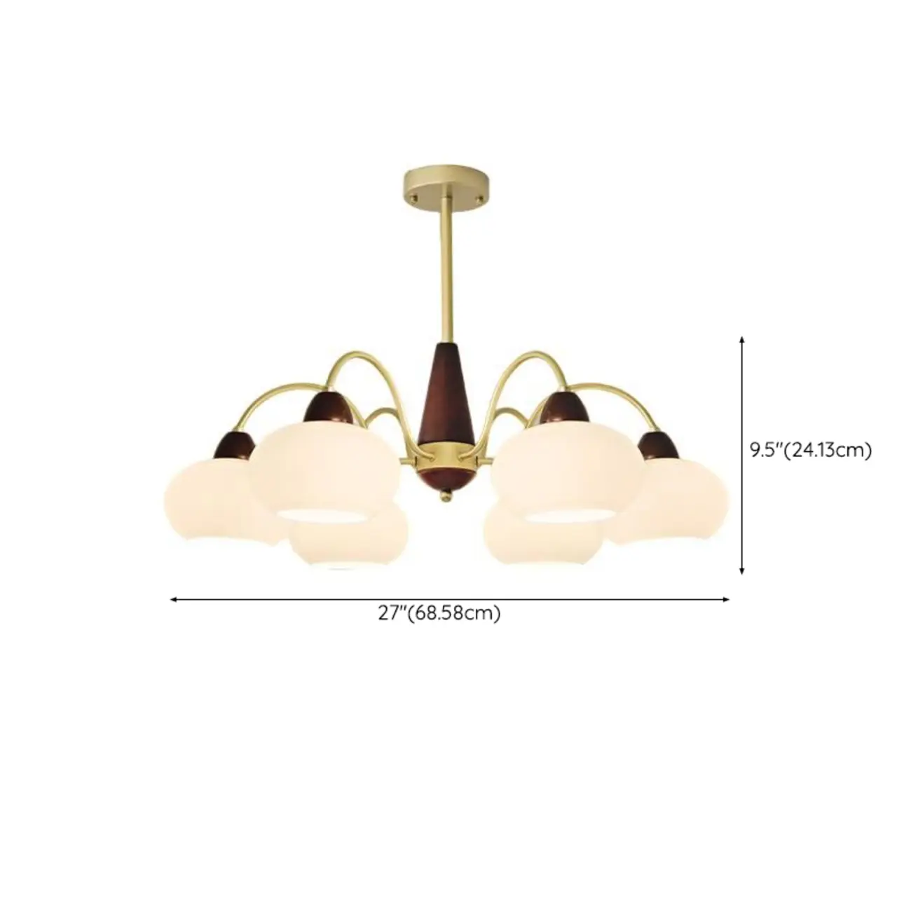 Classic Gold Glass Drum Shade Elegant Chandelier