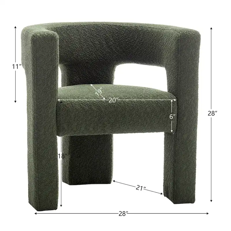 KINWELL 28   Wide Boucle Upholstered Square Armchair (Set of 2)