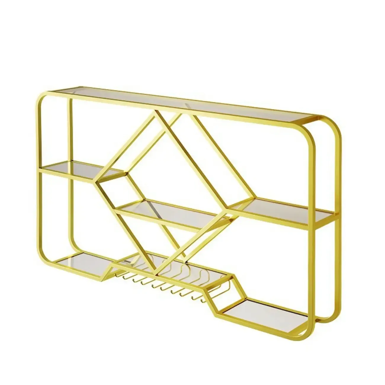 Gold Metal Diamond Wall-Mounted Wine Glass Rack