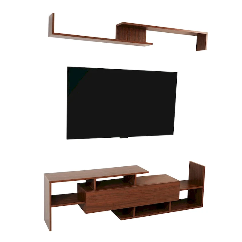 Surrey 60.2 2 Pc 1-Drawer Floating TV Stand Media Console with Open Shelves