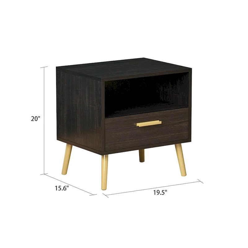 One Drawer Nightstand With One Open Shelf