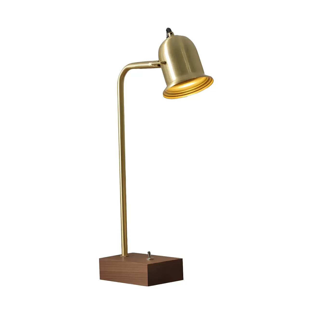 Retro Brown Gold Glass Wood Base Arched Table Lamp