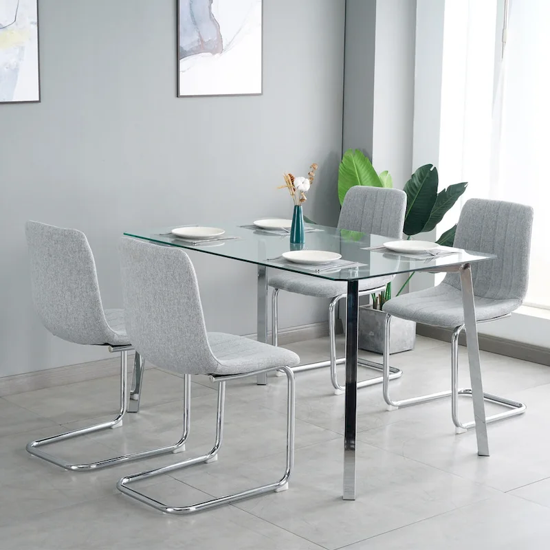 Set of 4 Modern Dining Chair with Metal Legs