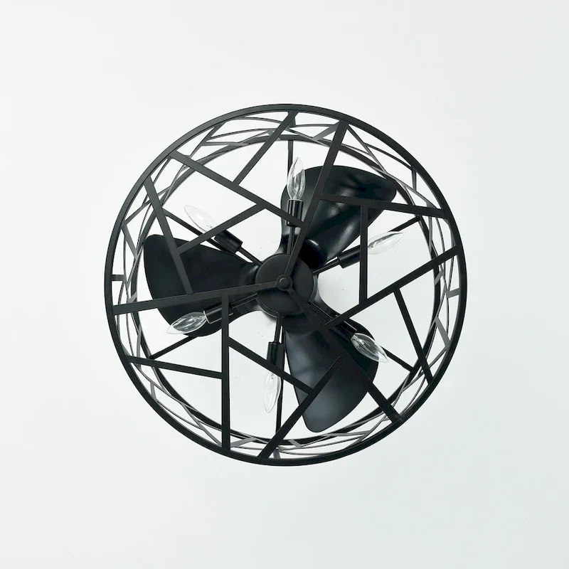 Leyton 24-inch Matte Black 6 Lights 3 Blades Lighted Ceiling Fan with Remote