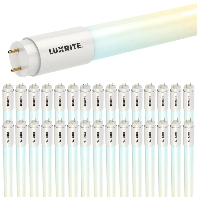 Luxrite 30-Pack 4FT T8 LED Tube Lights, 12W/15W/18W Tunable, 5CCT 3000K-6500K, Ballast Bypass, Up to 2250LM, UL, DLC - 30