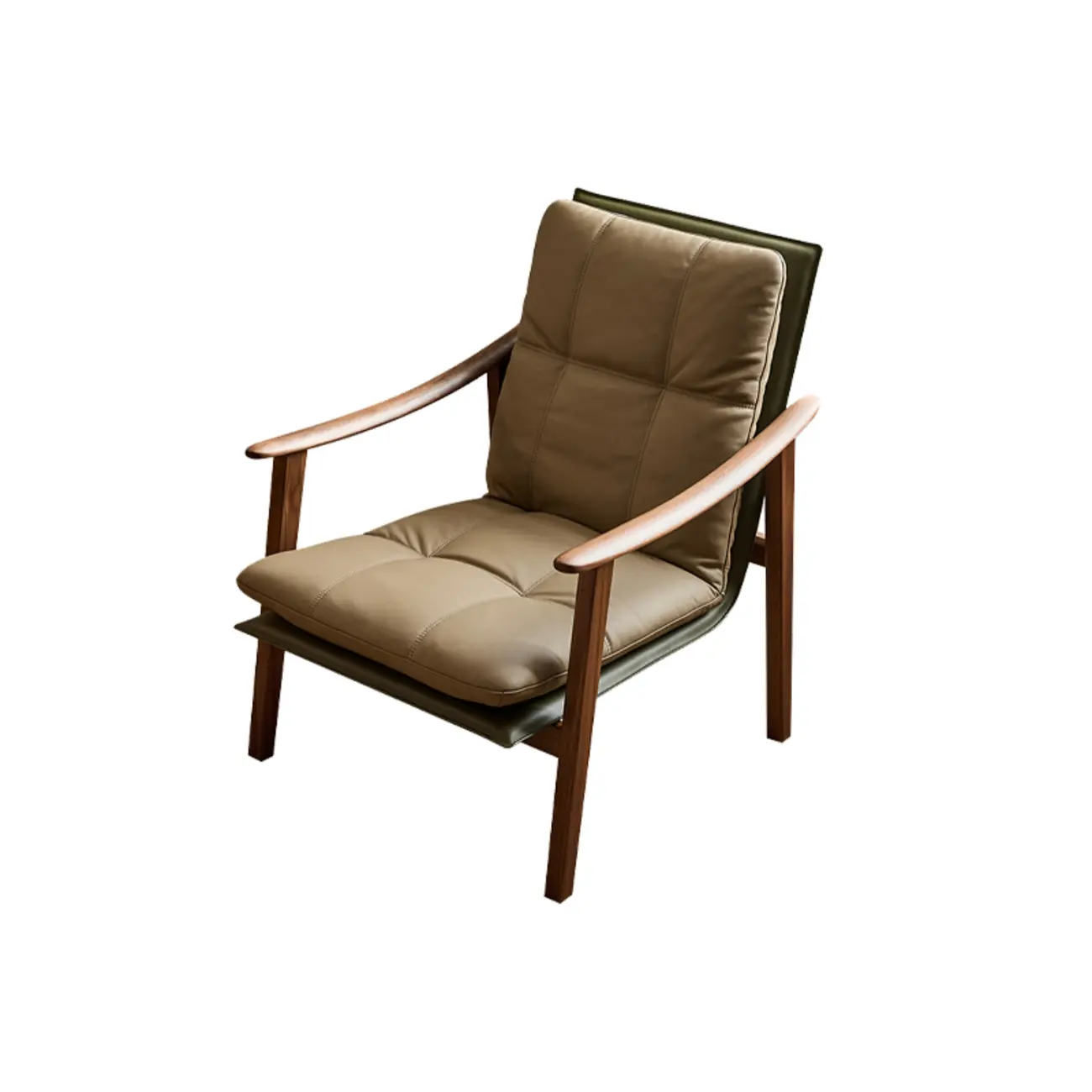 Scandinavian Green Genuine Leather Armchair