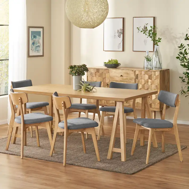 Chazz Mid-Century Modern 7 Piece Dining Set with A-Frame Table by Christopher Knight Home
