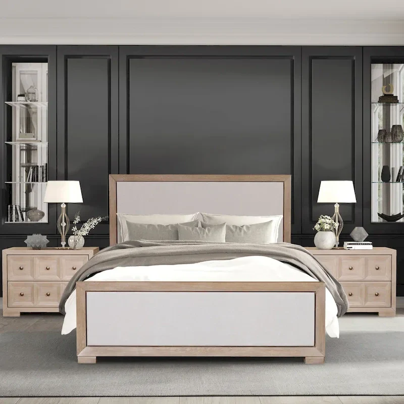 Furniture of America Durem II Modern Classic Solid Wood Fabric Panel Bed