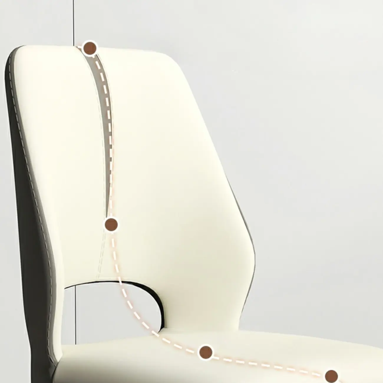 Faux Leather Wingback Metal Legs Dining Chairs