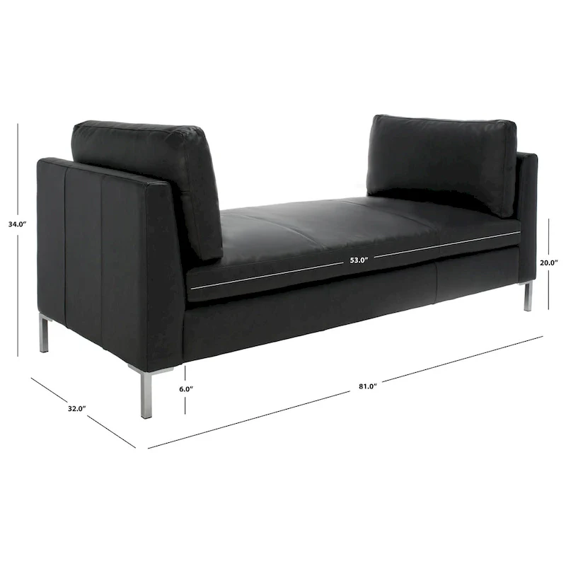 SAFAVIEH Couture Shirl Leather Bench - 81 In W x 32 In D x 34 In H - 81Wx32Dx34H