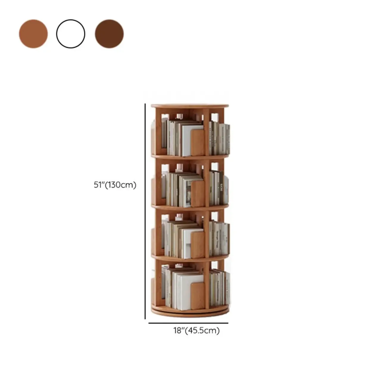 Wooden Vertical Narrow Rotating Bookcase
