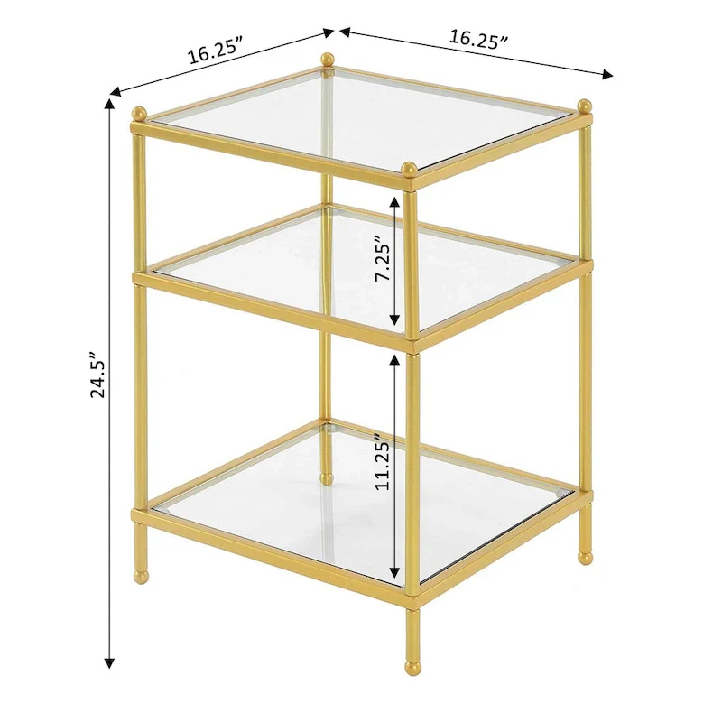 Convenience Concepts Royal Crest 3 Tier Glass End Table