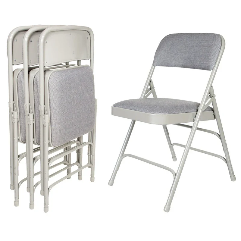 Hampden Furnishings Bernadine Collection Fabric Triple Brace Folding Chair, Pack of 4