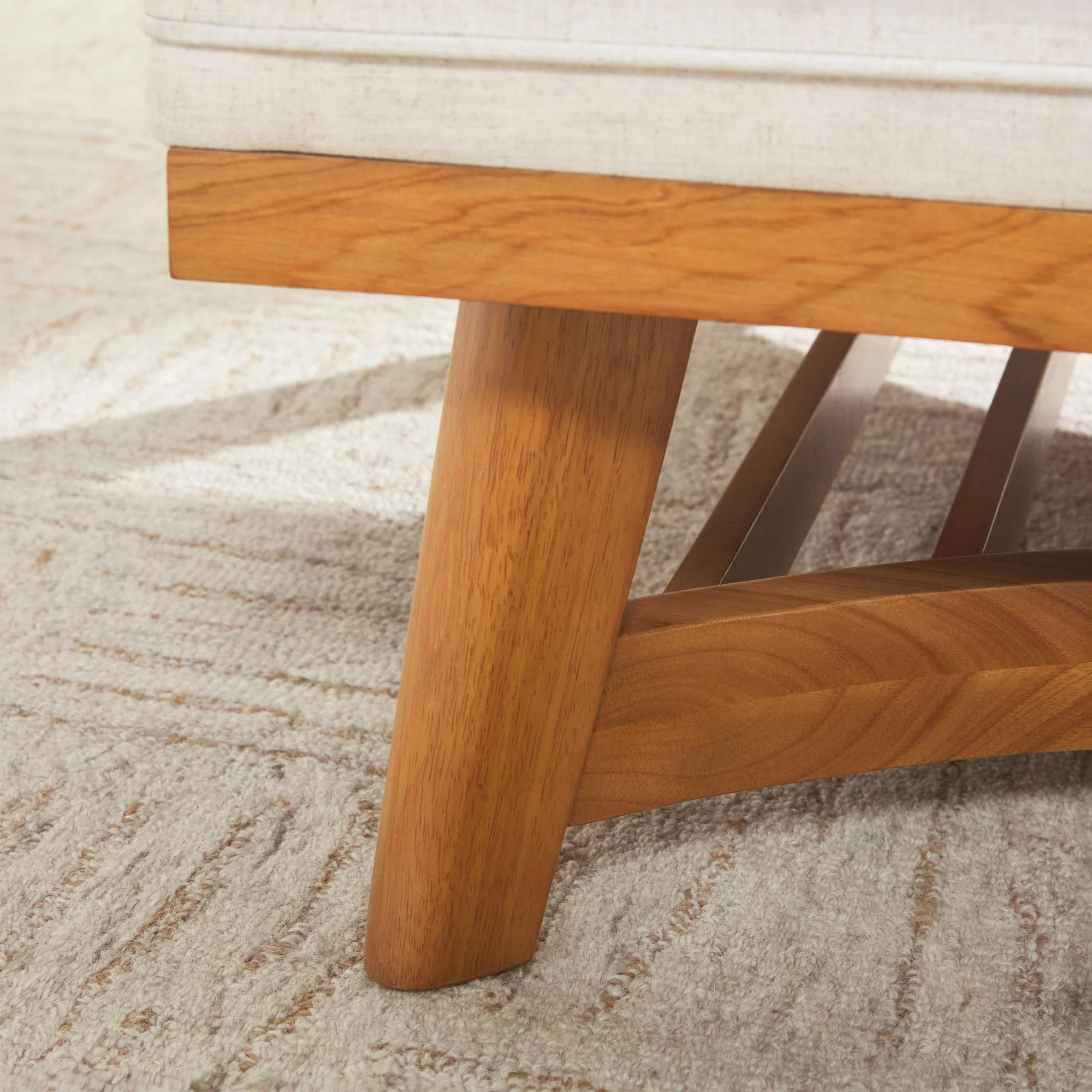 Nash Modern Farmhouse Easy Assembly Linen Large Ottoman