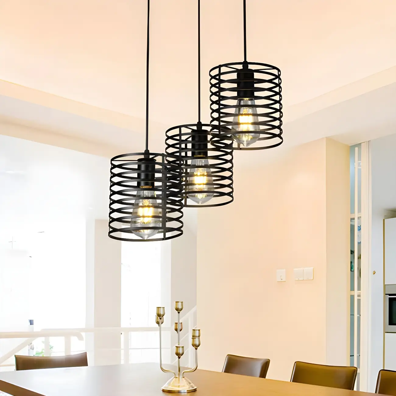 Industrial Black 3-Light Lantern Pendant Light