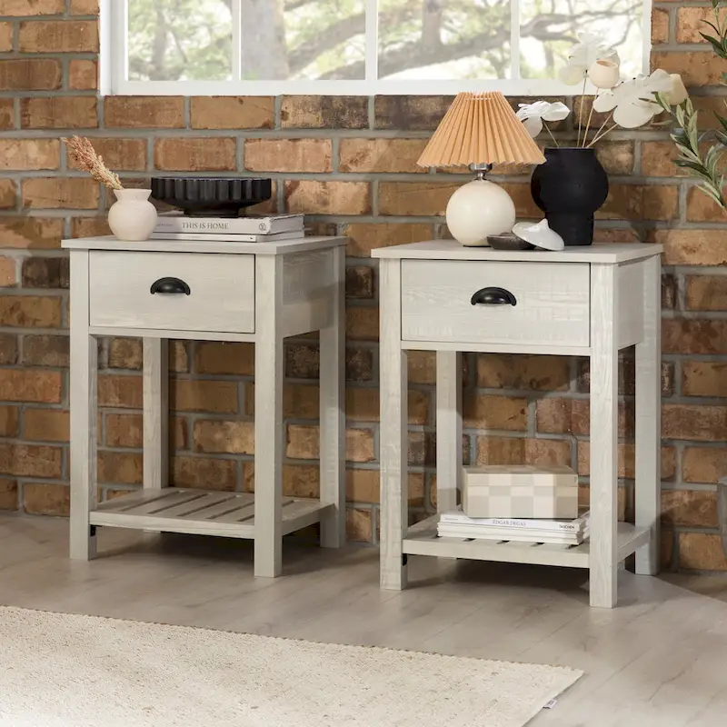 One-Drawer Farmhouse Nightstand, Set of 2