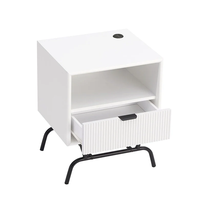 DH BASIC 2-Piece Modern Coffee Table and End Table Set with 3D Wave Accented Drawers by Denhour