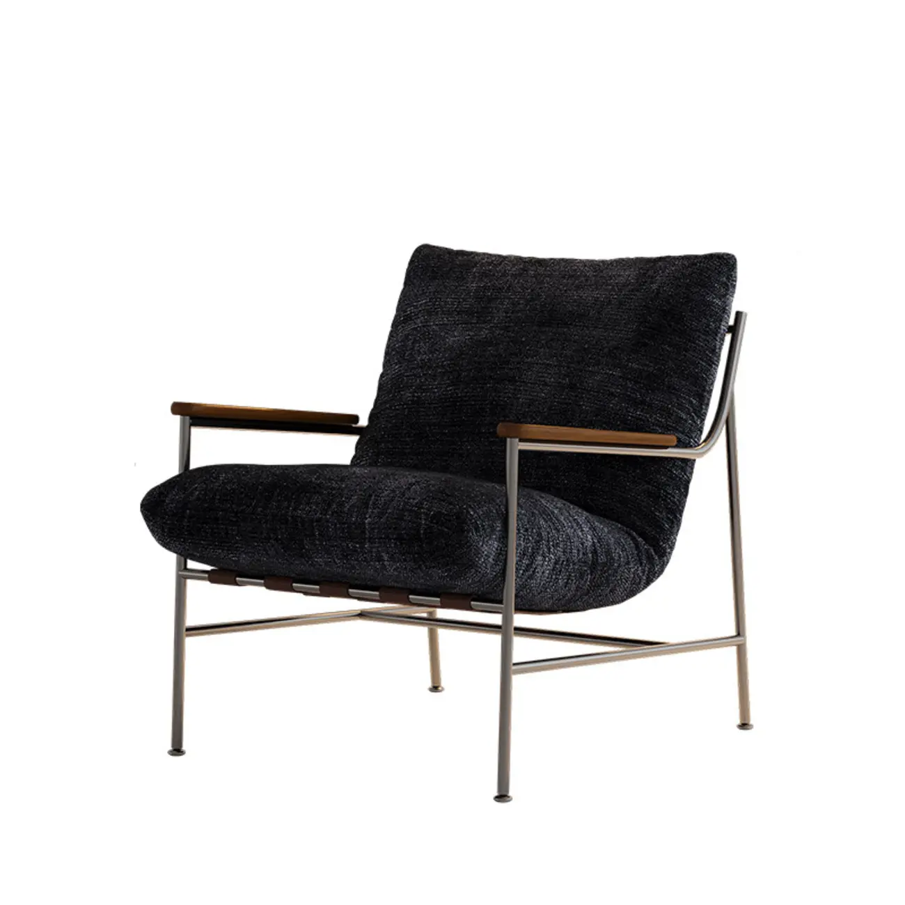 Mid-Century Modern Chenille Metal Frame Accent Chair
