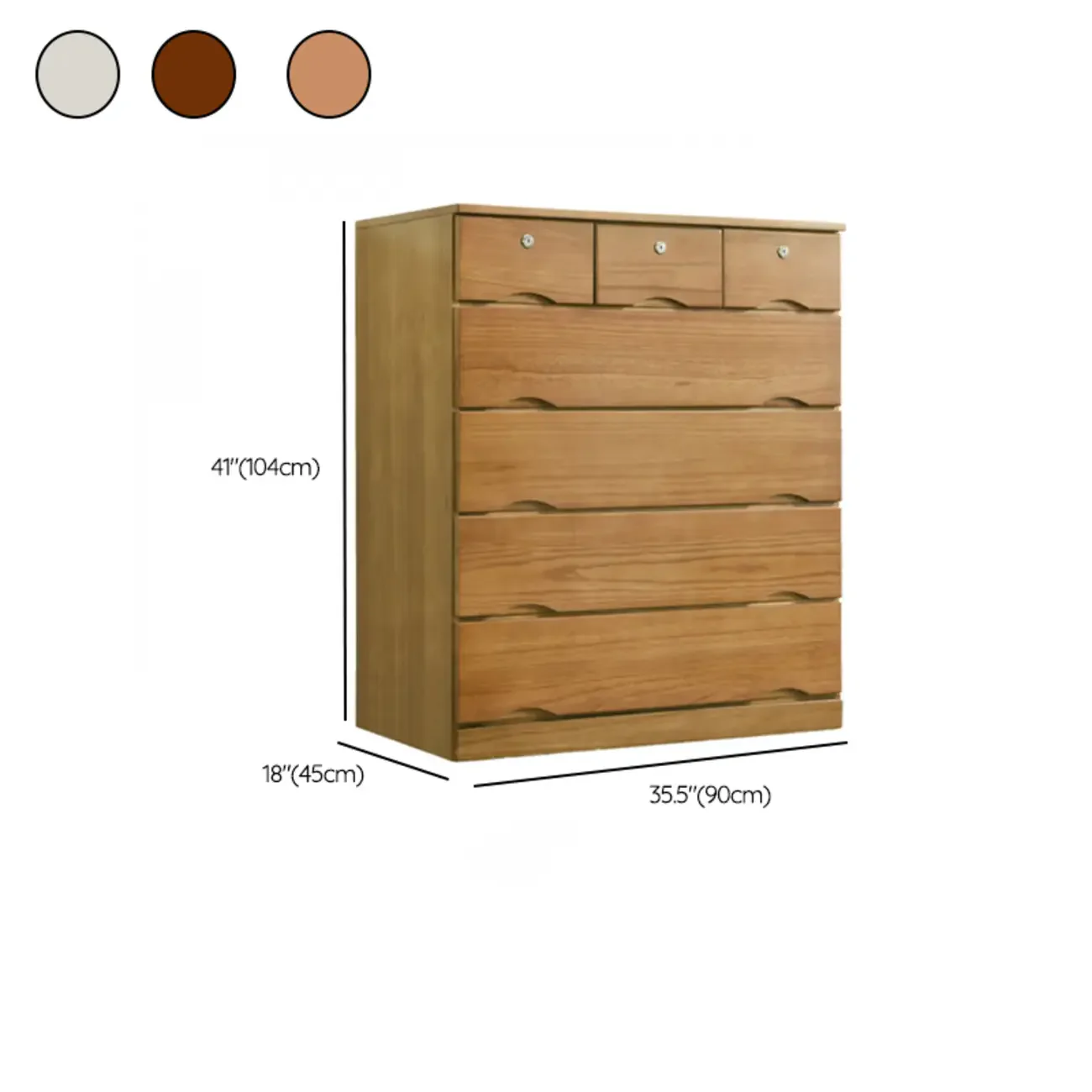 Natural Wood Double Dresser with Lockable Drawer