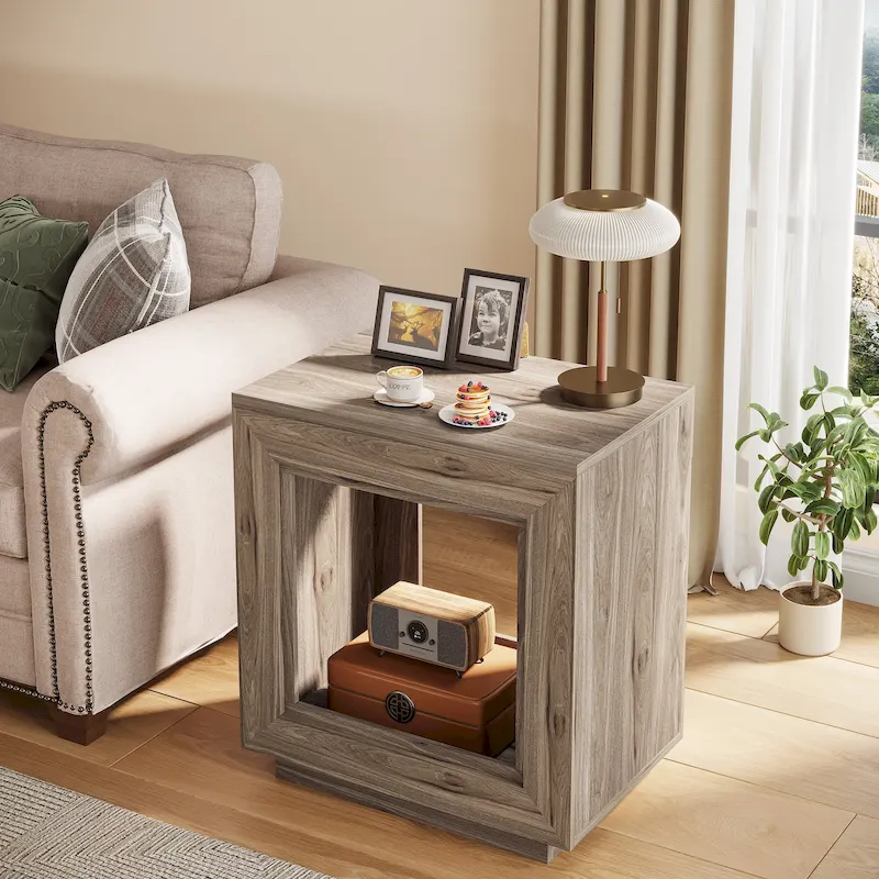 23.62-inch Farmhouse Rectangular End Side Table Nightstand Bedside Table for Living Room