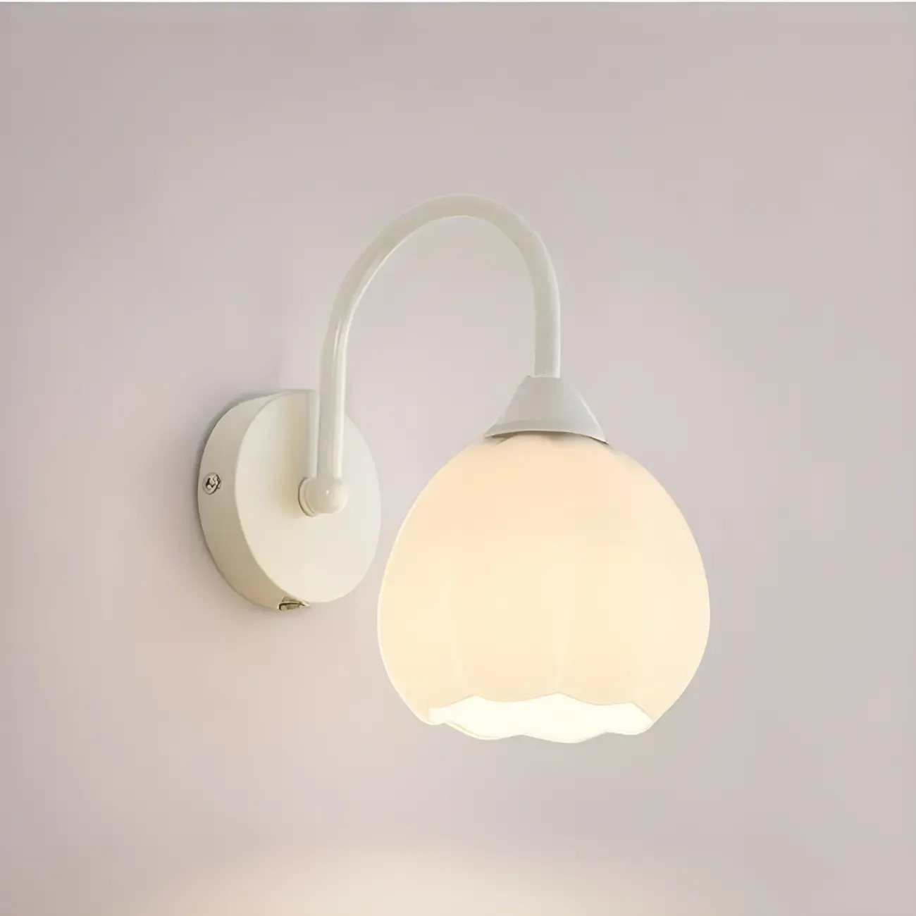 Dome-Shape White Wall Sconce with White Glass Shade