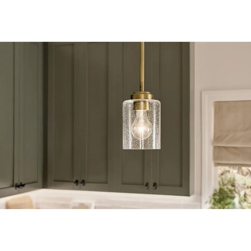 Kichler Winslow Single Light 4  Wide Mini Pendant with Seedy Glass
