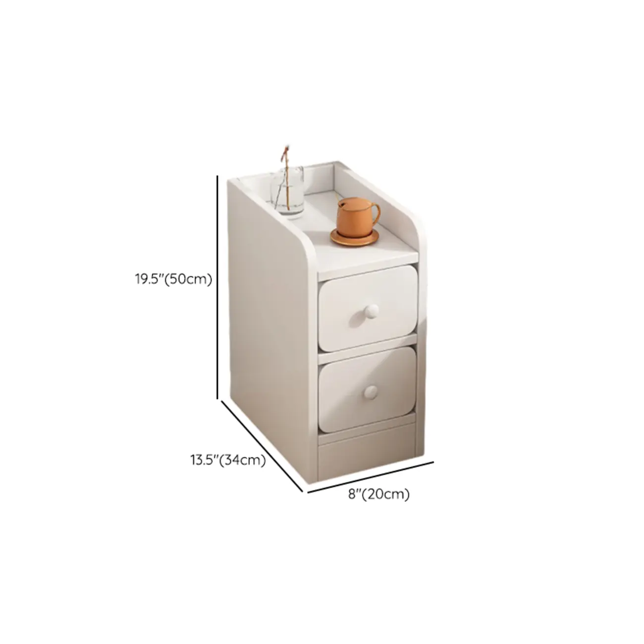 Modern Bedside Table with Drawers - White Nightstand