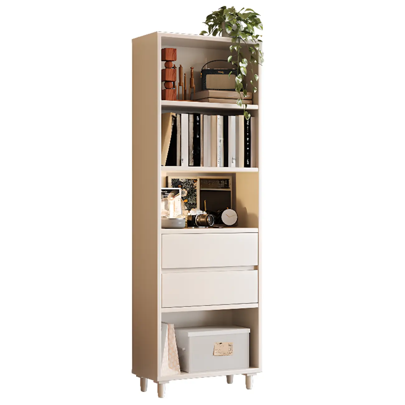 Spacious Versatile Vertical Brown Wood Bookcase with Drawers