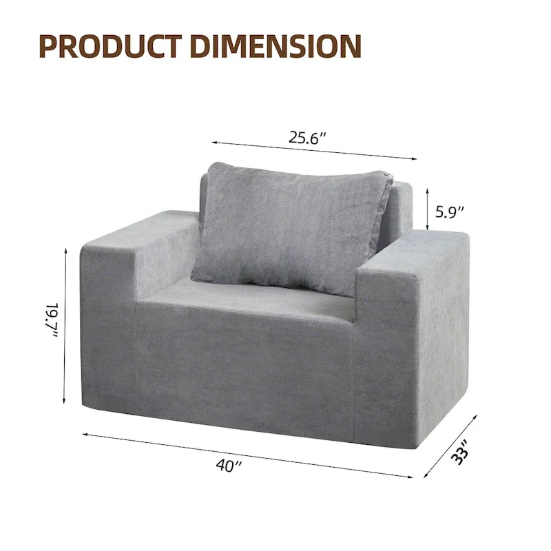 Plain Grey Modern 40.2 Accent Chair with Pillow