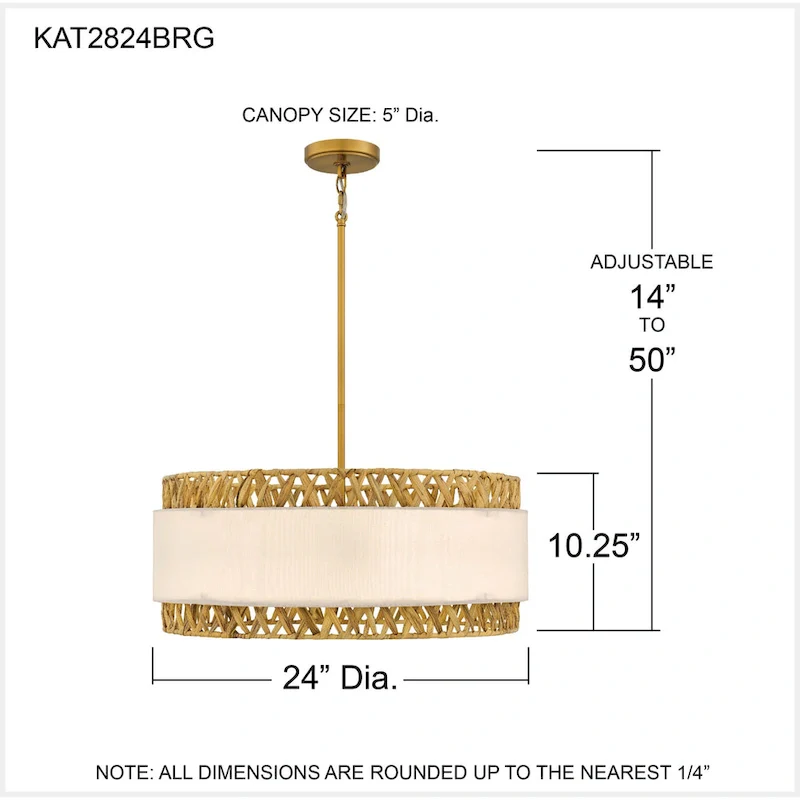 Kate 5-Light Brushed Gold Pendant