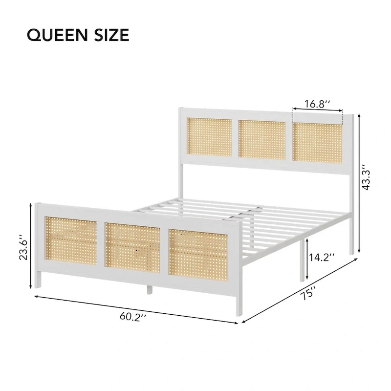 Rattan Bed Frame with Headboard
