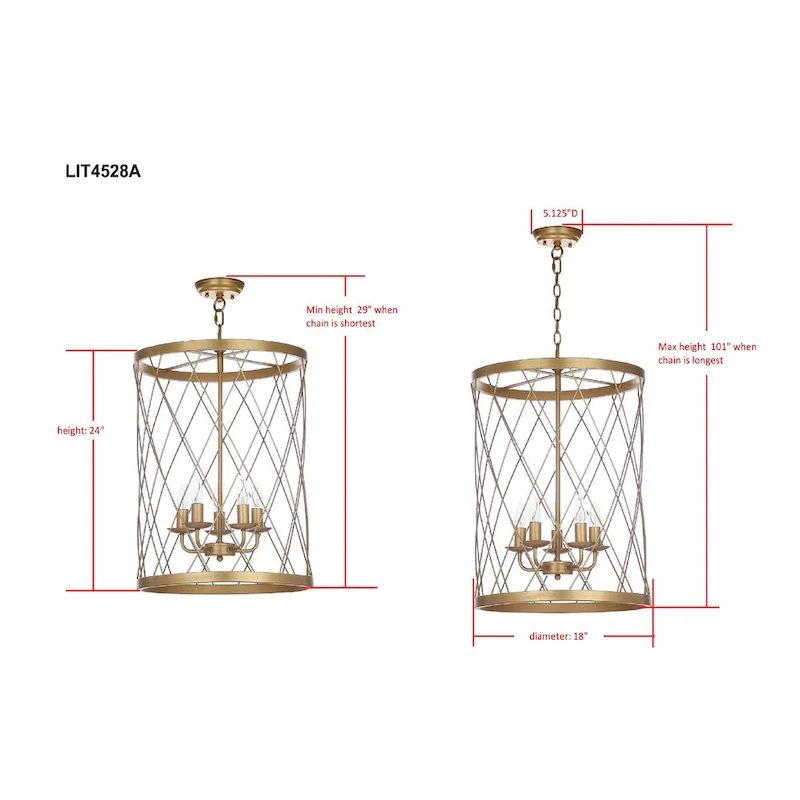 SAFAVIEH Lighting Fatima Adjustable 5-Light Gold Pendant - 18 x18 x29-101  - 18Wx18Dx101H