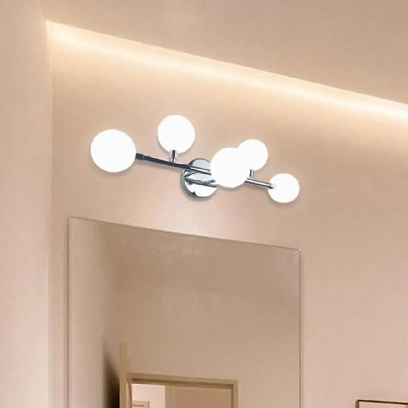 5-Light White Modern Resin Globe Bathroom Vanity Light