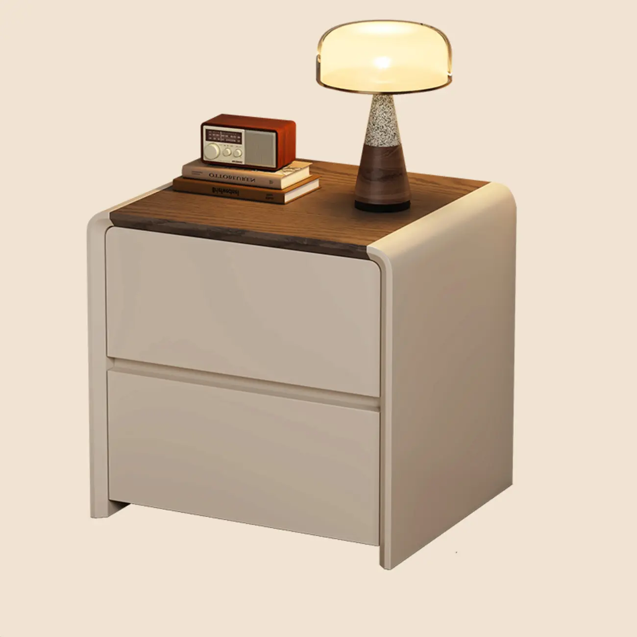 Versatile Modern Faux Leather Wooden Nightstand