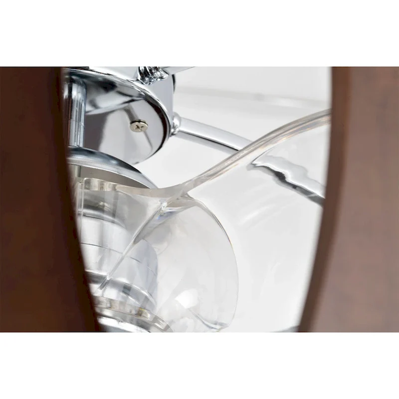 Avani 24-inch Silver and Faux Wood Grain 6 Lights 3 Blades Lighted Ceiling Fan with Remote