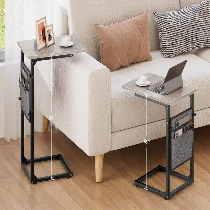 C Shaped End Table - 16D x 12W x 33H