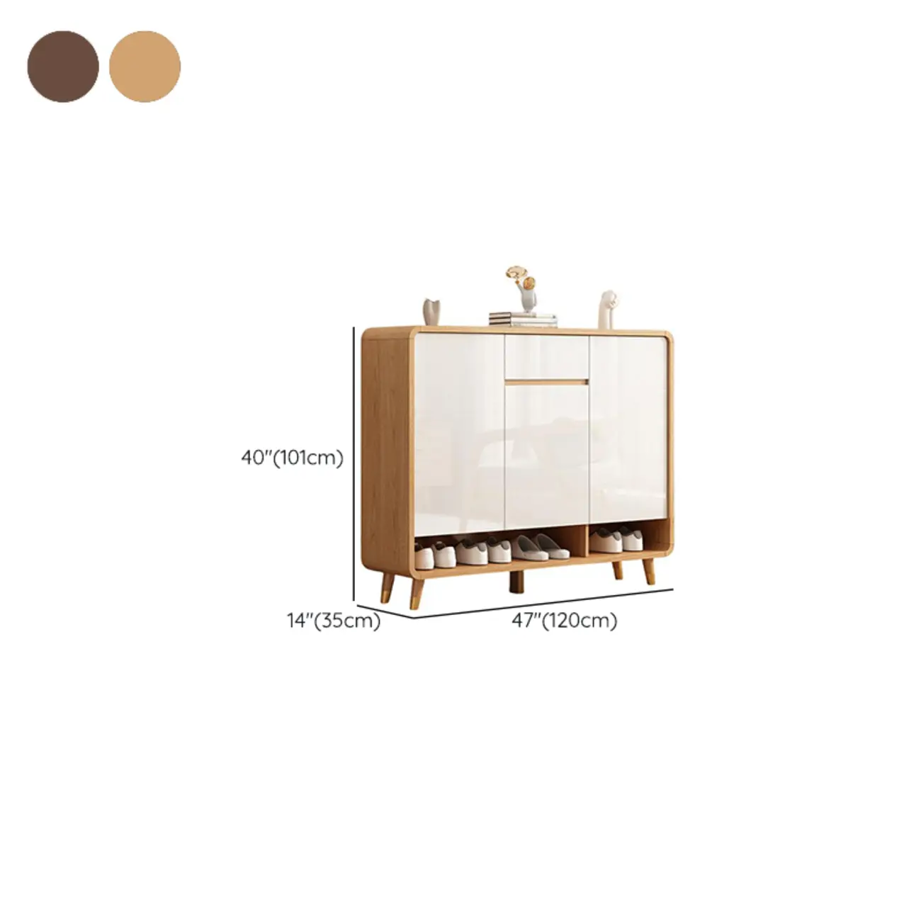 Modern Manufactured White Wood Shoe Cabinet