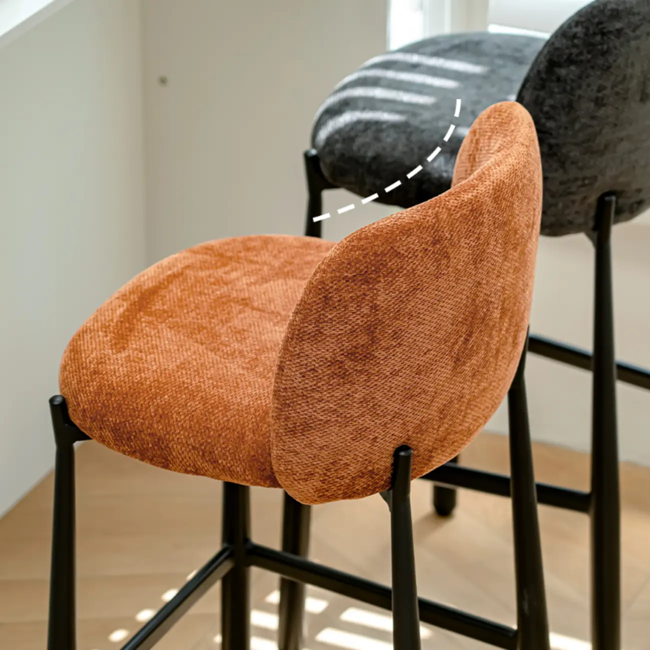 Mid Century Modern Square Upholstered Bar Stools Counter Height