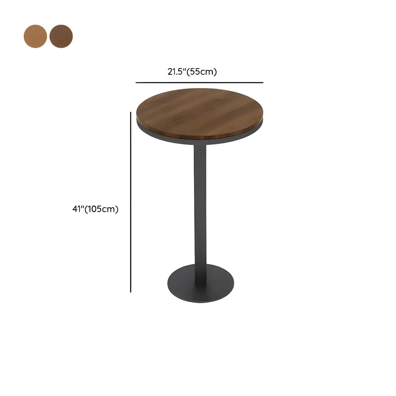 Modern Wooden Bar Height Table with Metal Base Design