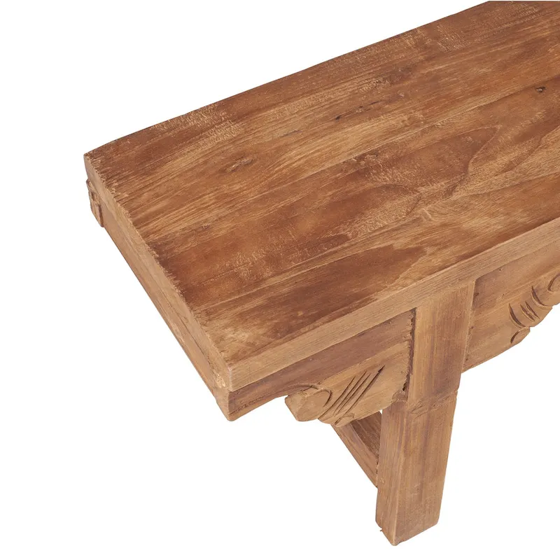 Natural Solid Wood Carved Bench by East at Main