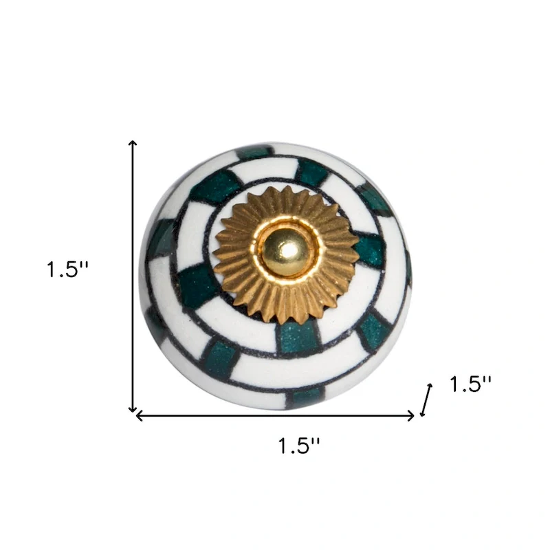 Charming Green And Gold Set Of 8 Knobs