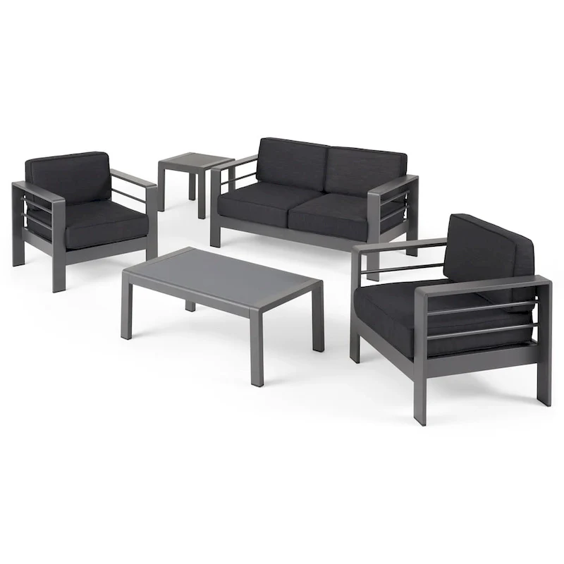 Cape Coral Outdoor 4 Seater Aluminum Chat Set with Side Table by Christopher Knight Home