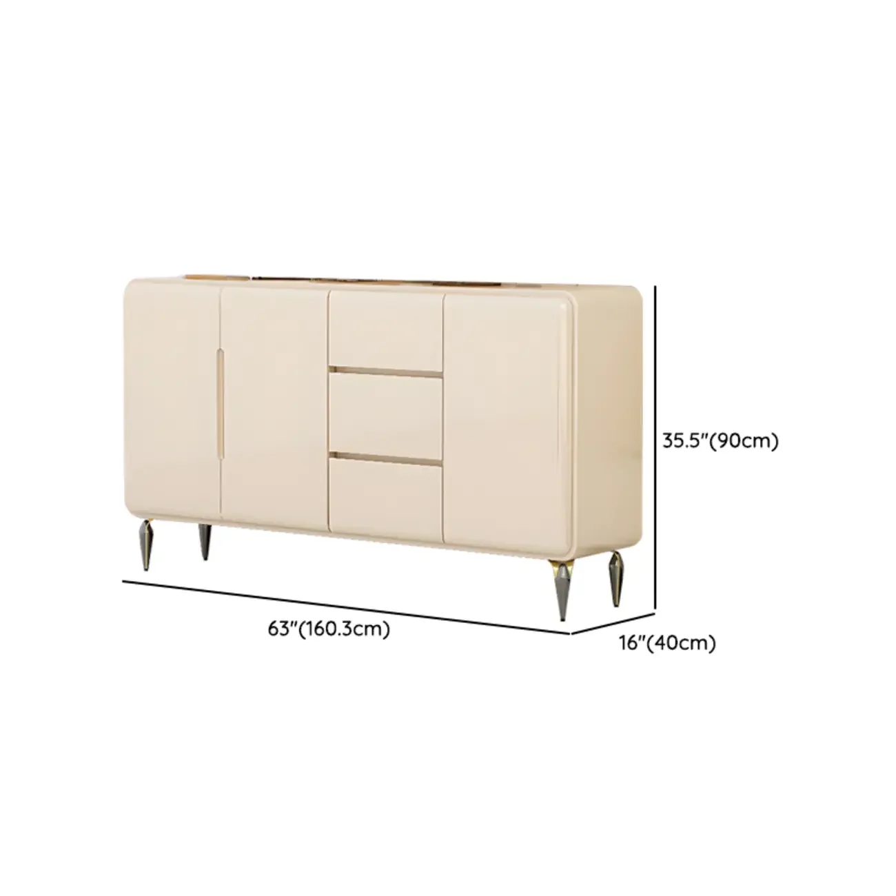 Scandinavian White Sideboard with Drawers & Cabinets