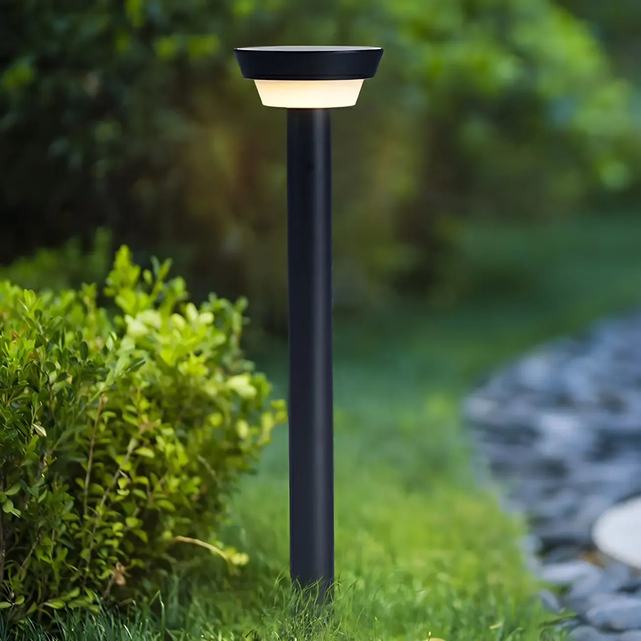 Modern Round Stake Solar Metal Landscape Lighting