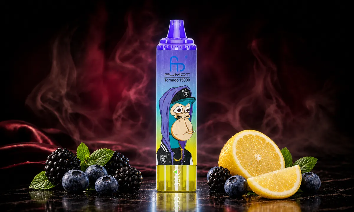 FUMOT Tornado 15000 Berry Lemonade – E-Zigarette in einer atmosphärischen Produktszene