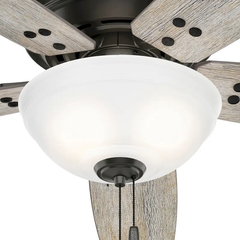 Hunter 60  Reveille Ceiling Fan with LED Light Kit and Pull Chain, Rustic, Transitional