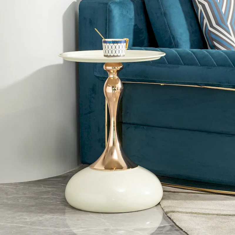 14.96 Gold Finish Carbon Steel Side Table, Modern Design