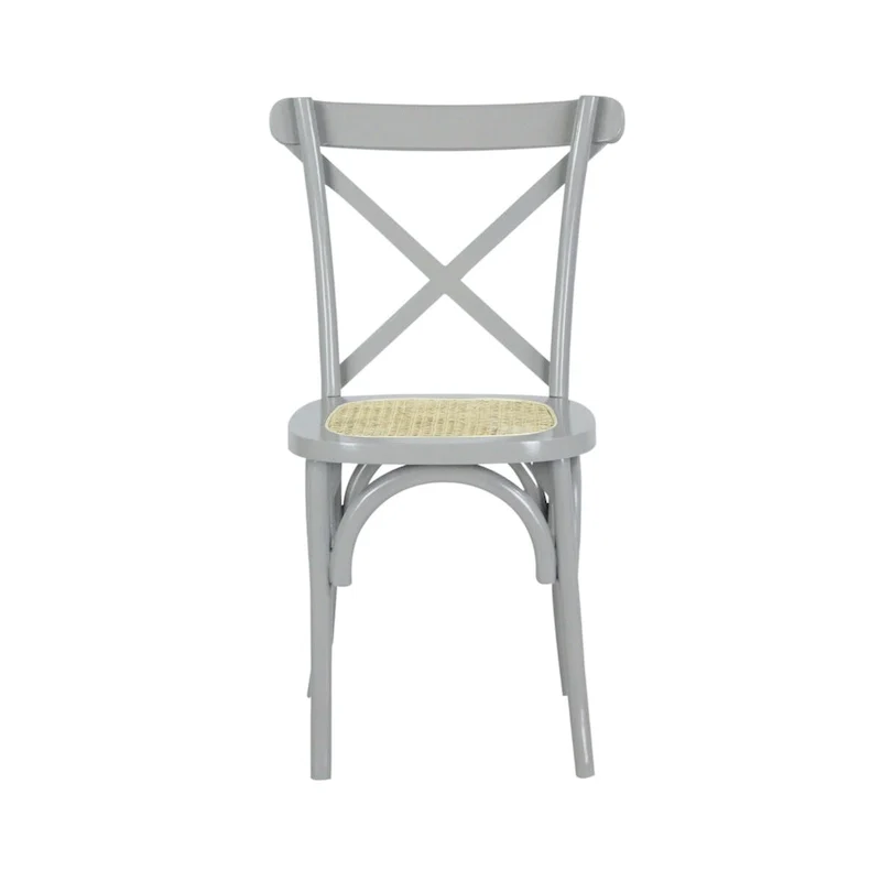 Colmar Classic Traditional X-Back Wood Rattan Dining Chair, Natural (Set of 2) by JONATHAN Y