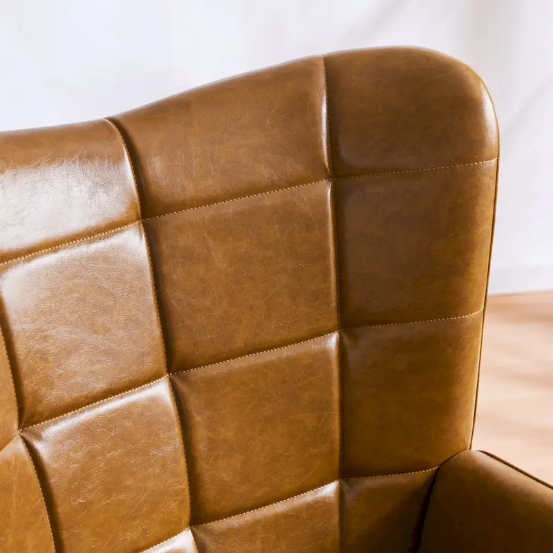 High-back Tufted Accent Chair Set of 2 Cream/ Brown/ Taupe