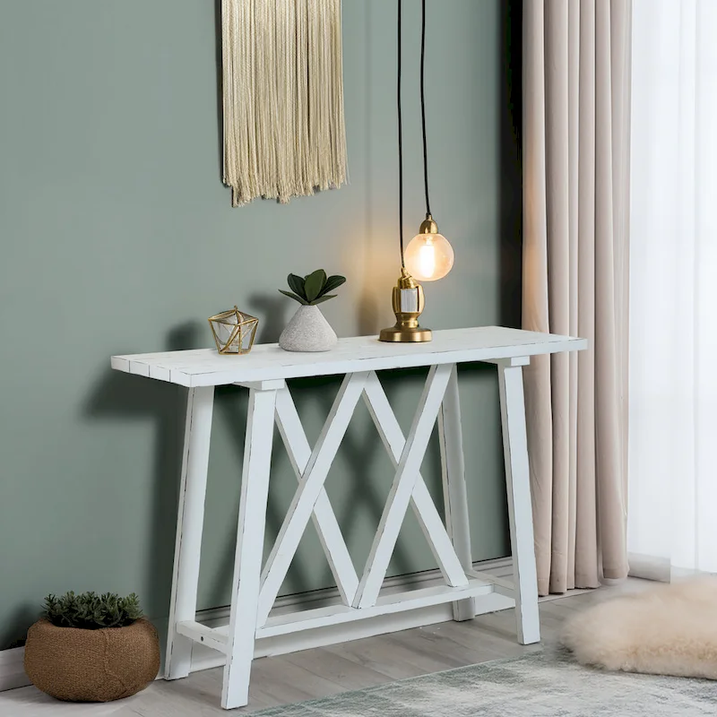 Farmhouse White Console and Entry Table - 32.5 H x 47.9 W x 15 D